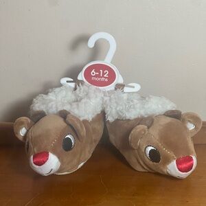Rudolph Baby Slippers 6 - 12 months Rudolph The Red Nose Reindeer Christmas